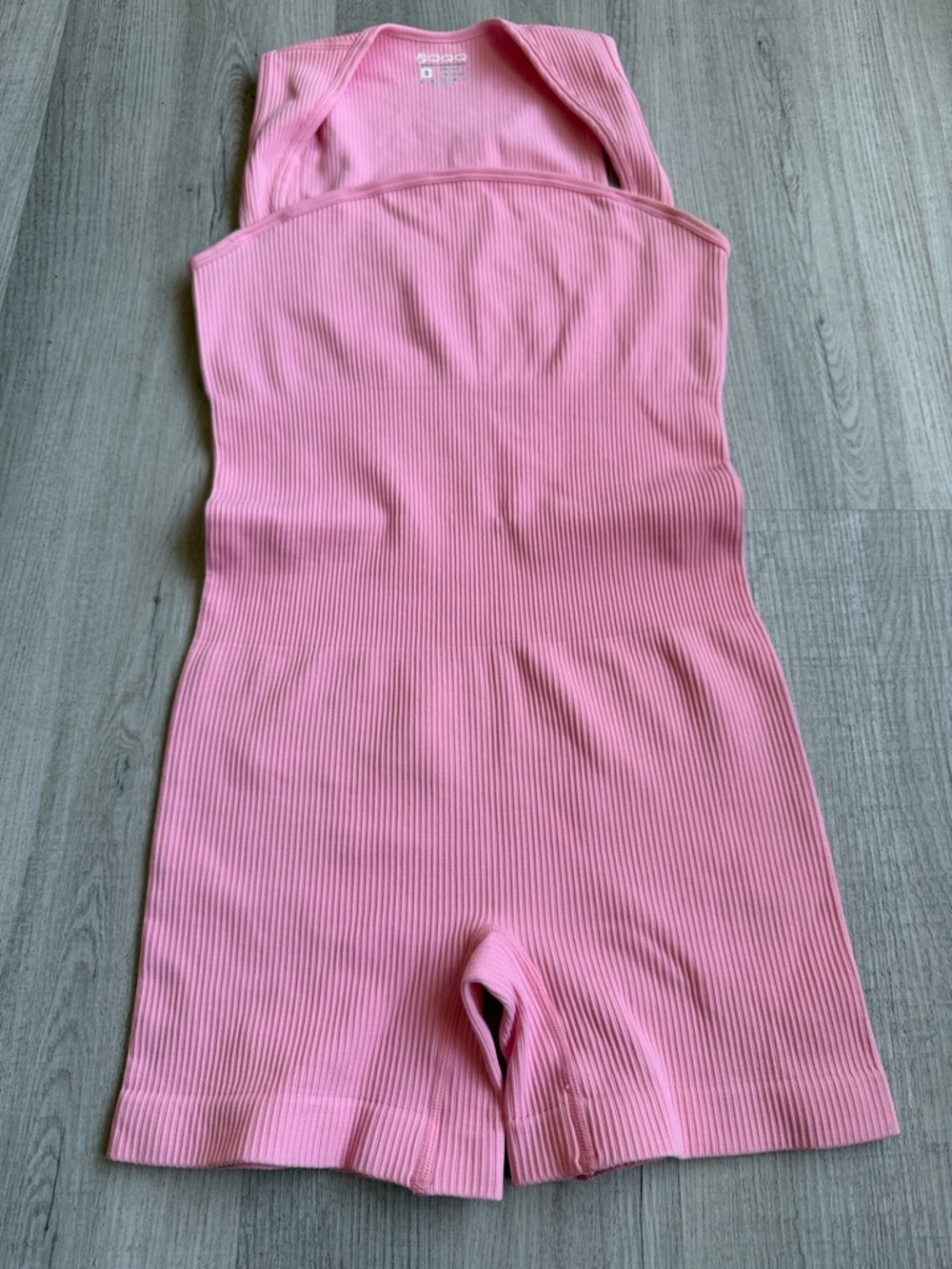 Ribbed Pink Strapless Romper - Pink. CAJA # 4